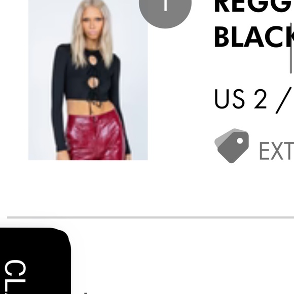 Princess Polly Black Cropped Top - Picture 2 of 2